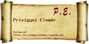 Privigyei Elemér névjegykártya